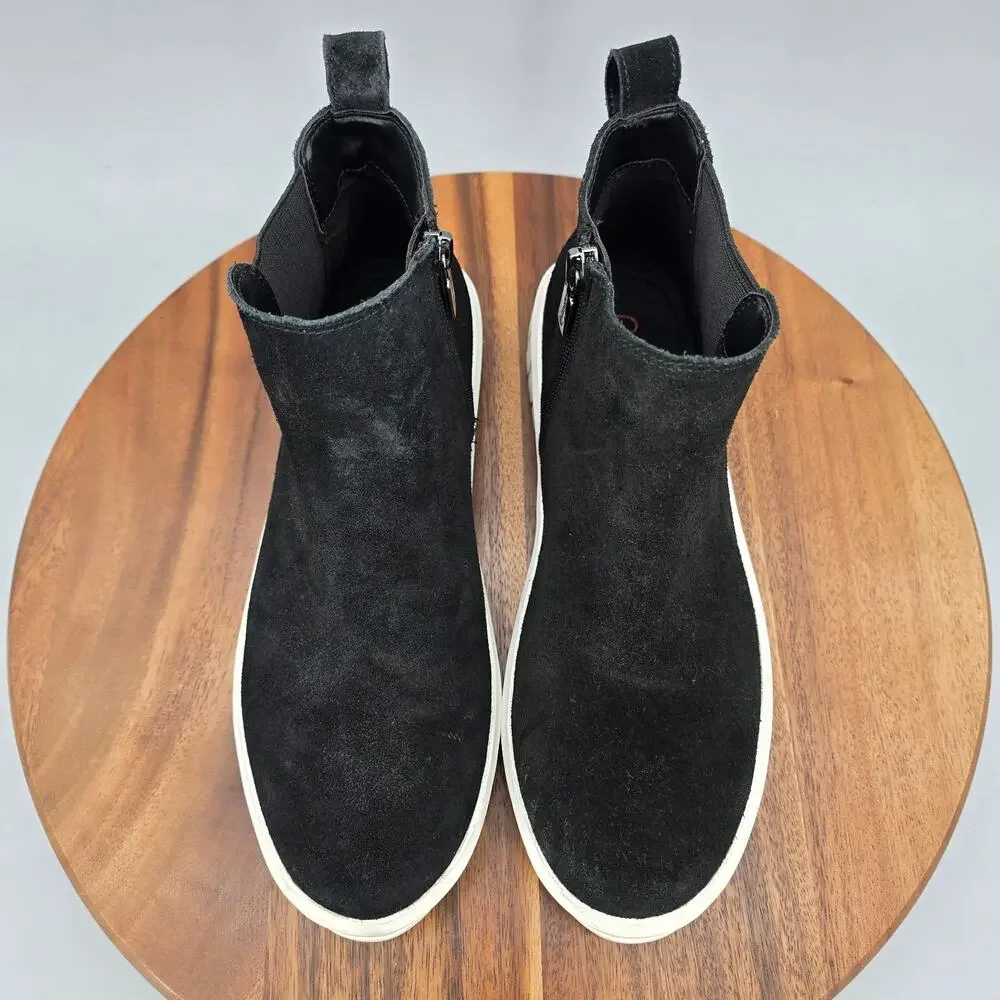 Blondo Boots Womens 8 M Black Suede Leather Chelsea Side Zip Waterproof Booties